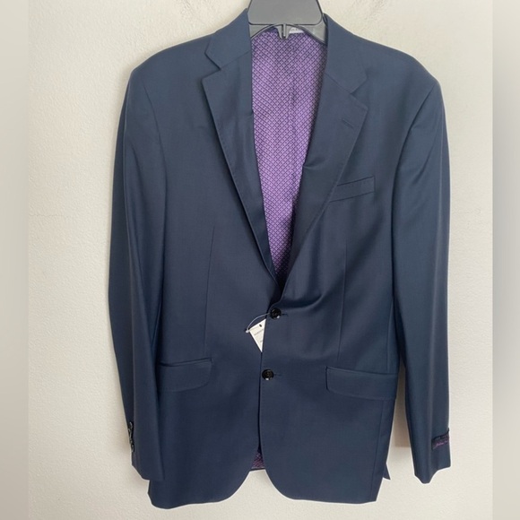 Ted Baker London Jones Suit Jacket Blue 40L 100% Wool New with Tags